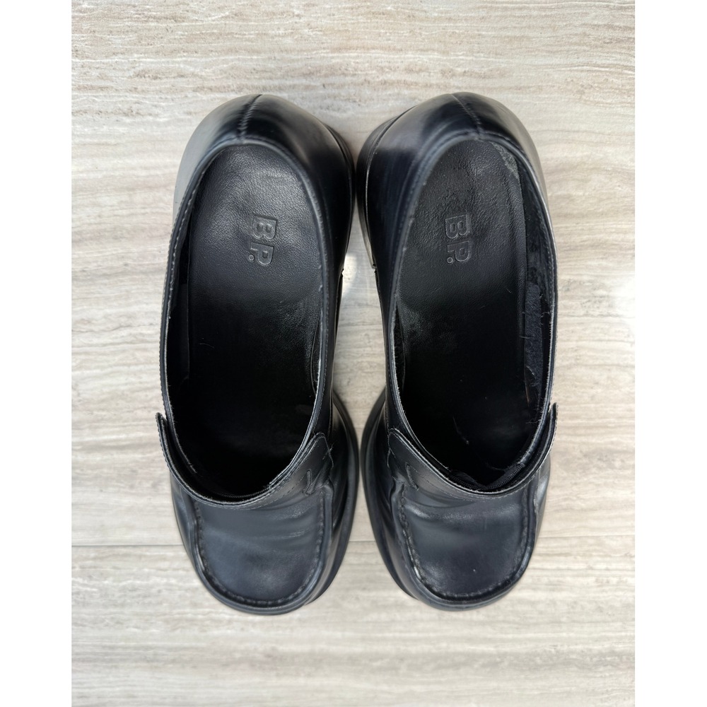BP Leather Chunky Heel Lug Sole Platform Loafers Black Women 6.5 Goth Y2K 90s - Picture 8 of 10